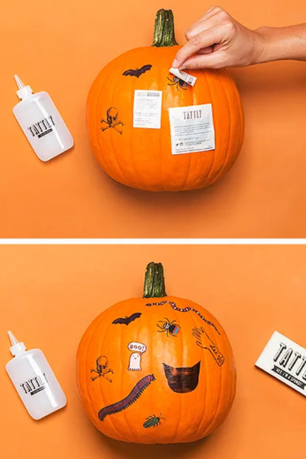No carve pumpkin ideas: tattooed pumpkins via Tattly blog