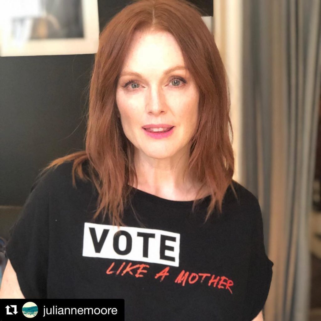 Vote Like a Mother tee worn by Julianne Moore : 100% of profits support mom-centered political orgs