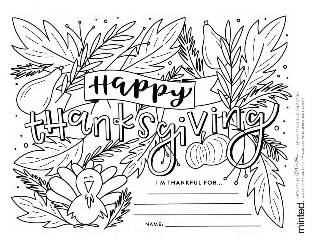 Free Thanksgiving coloring pages to help children express gratitude