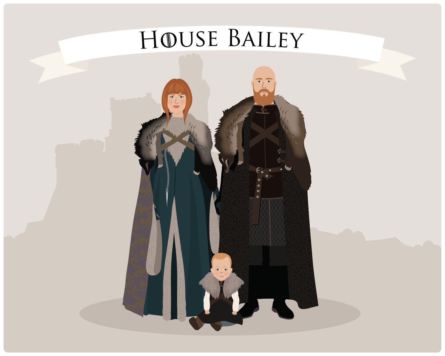 Creative personalized gifts: custom Game of Thrones family portrait from Henry James Paper Goods