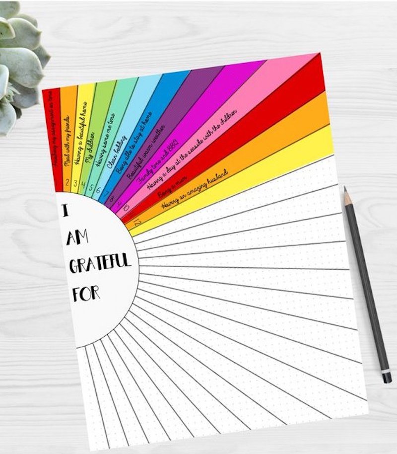 Printable gratitude journals: Ray of Sunshine page at Scattered Printables