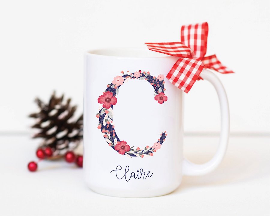 Cool kids' gifts under $15:  Personalized initial mugs