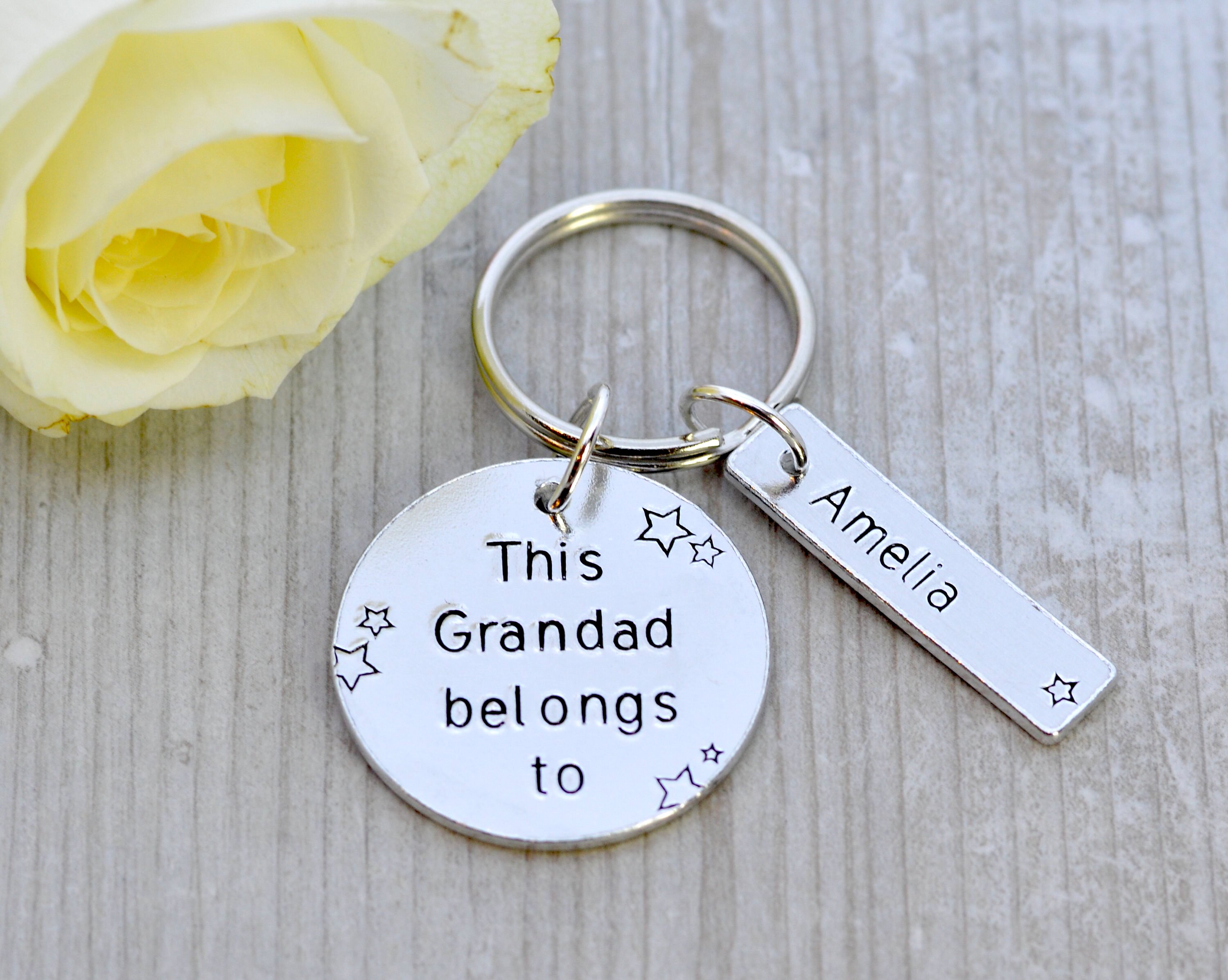 Special grandparent gift ideas for the holidays: Personalized granddad belongs to... keychain | How charming by Lucy