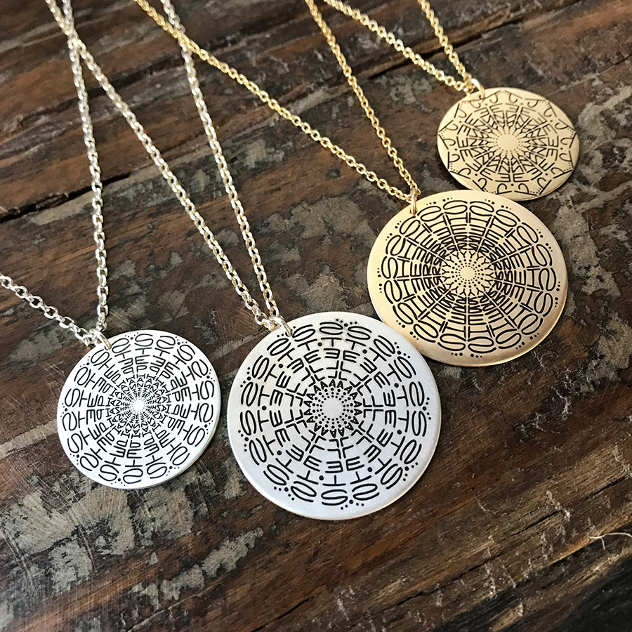 Creative personalized gifts: Custom name Mandala necklaces by Heidi J Hale