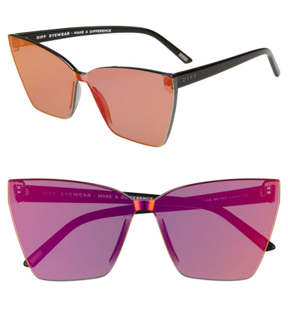 2019 Eyeglass Trends: Rimless 80s style like these rimless butterfly sunglasses by Diff
