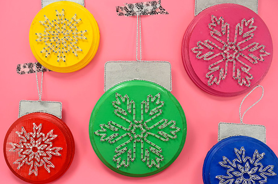 DIY Christmas gifts: String art snowflakes at Dream a Little Bigger