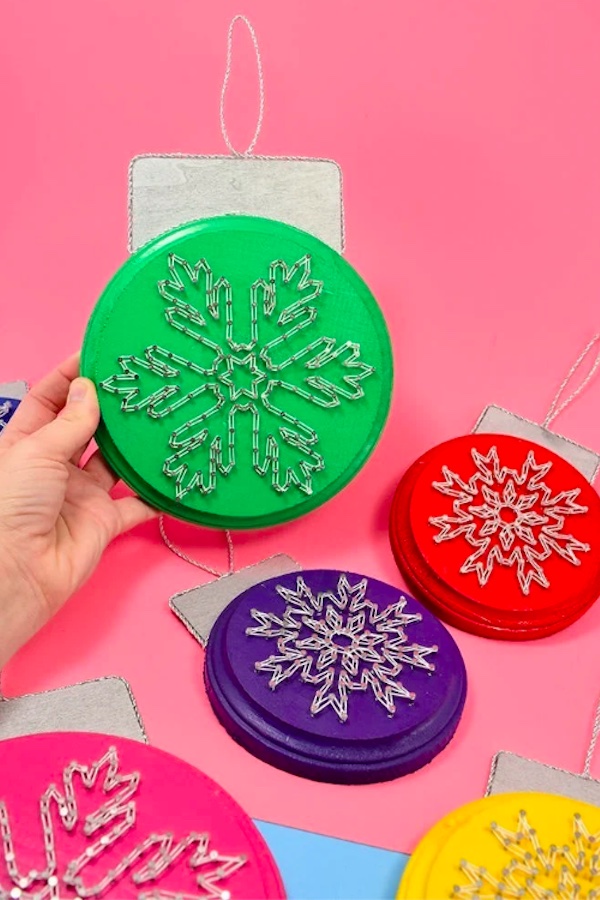 DIY holiday gifts: String art snowflakes at Dream a Little Bigger