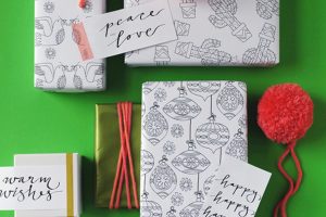 Last minute gift ideas: free printable color your own Christmas gift wrap via We Are Scout