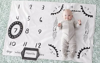 A creative way to take baby milestone photos for more cuteness, less fuss