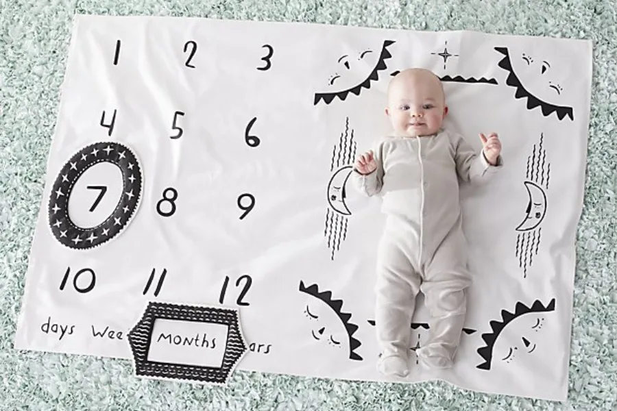 Adorably modern baby milestone mat makes photographing all those baby milestones so easy!