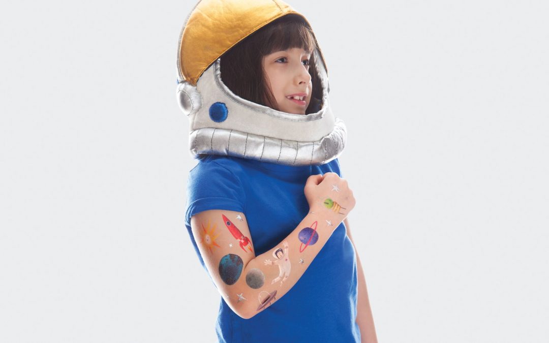 The new Oliver Jeffers space tattoos by Tattly let kids wear the moon and stars