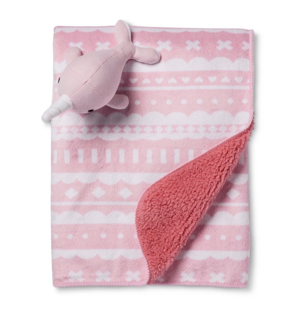 Plush baby blanket and narwhal rattle set at Target now on sale
