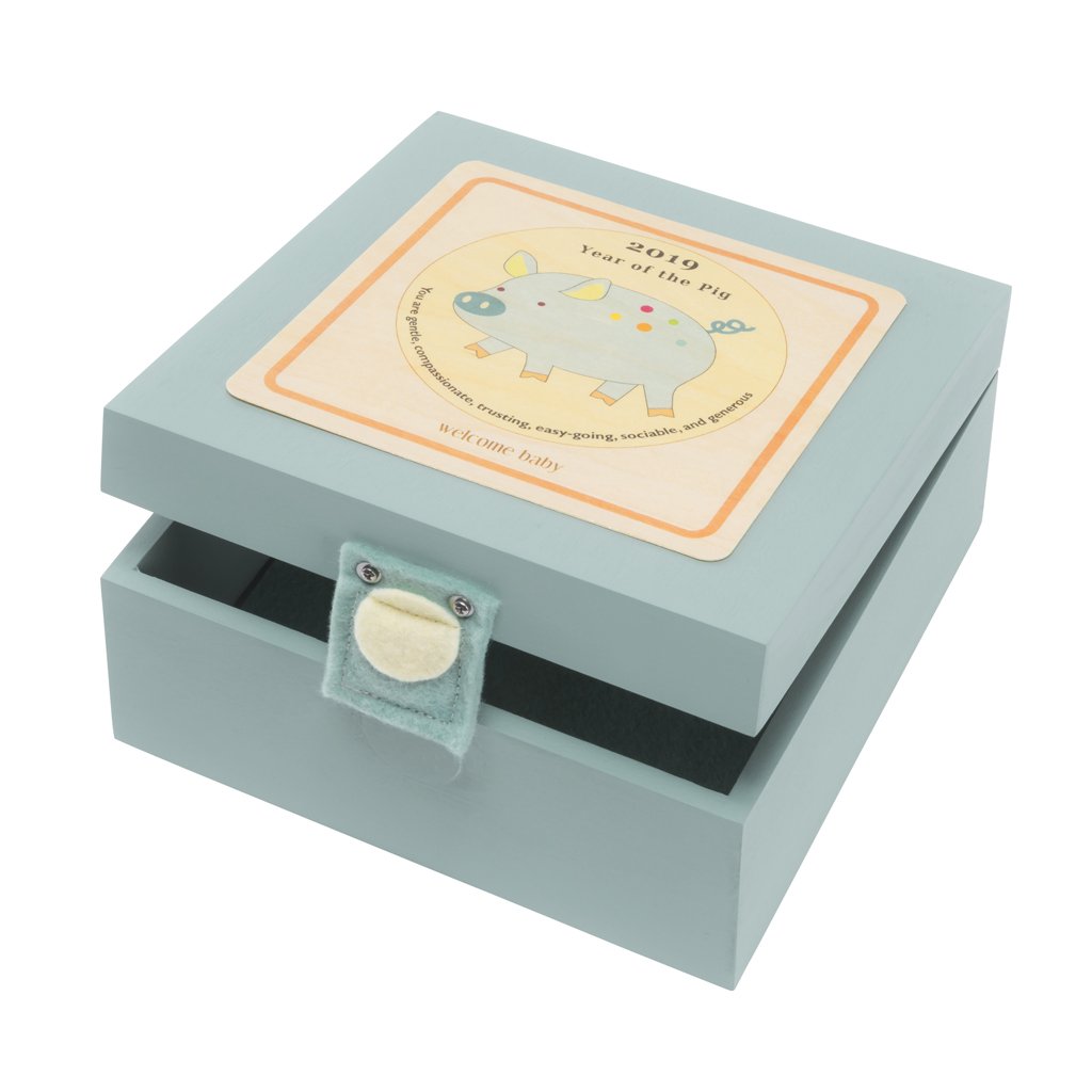 Year of the Pig baby gifts: 2019 Chinese Zodiac Pig keepsake box from Tree by Kerri Lee