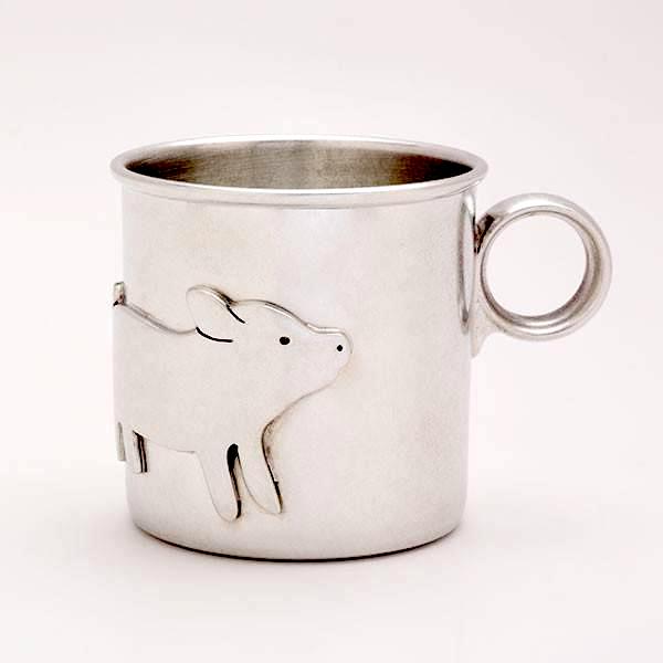 Year of the Pig baby gifts: Baby Pig Pewter Keepsake Cup 