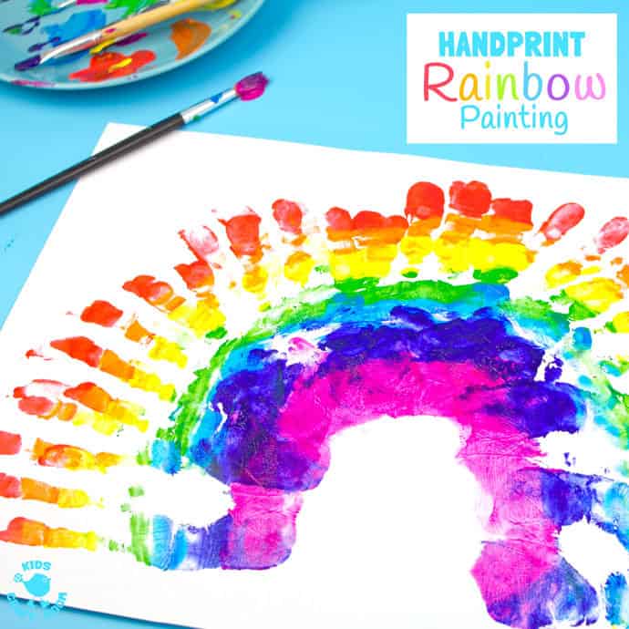Rainbow crafts for St. Patrick's Day: Handprint rainbow painting | Kid's Craft Room 