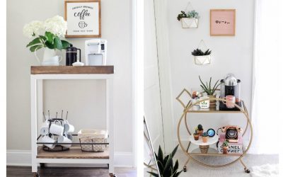 5 ideas for cool coffee bar carts for your home, whatever your decorating style. Barista not included.