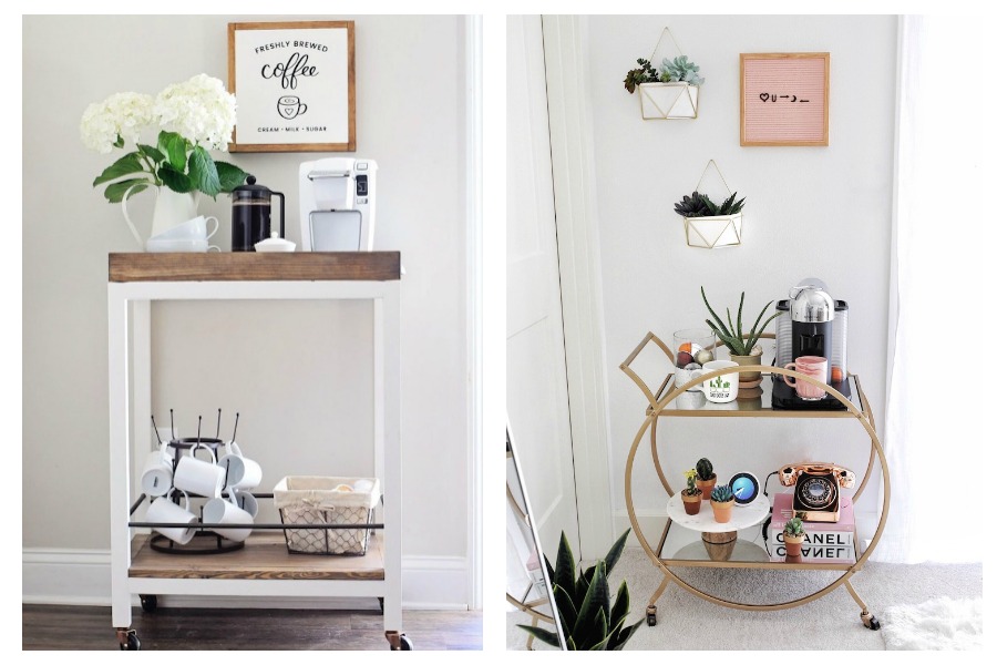 5 Ideas For Cool Coffee Bar Carts, Dining Room Bar Cart Styling