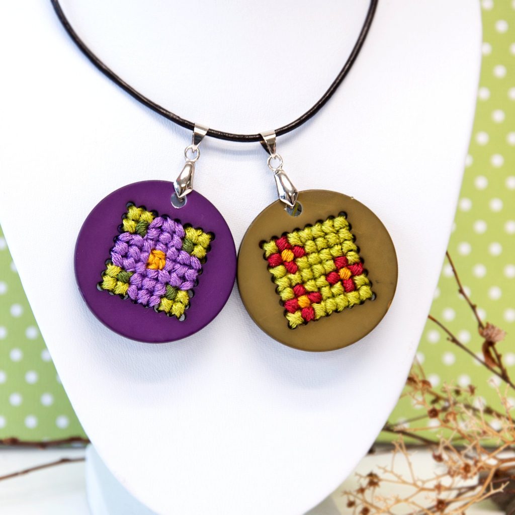 Cross-stitch pendant craft kits let kids DIY for homemade mother's day gifts or gifts for friends