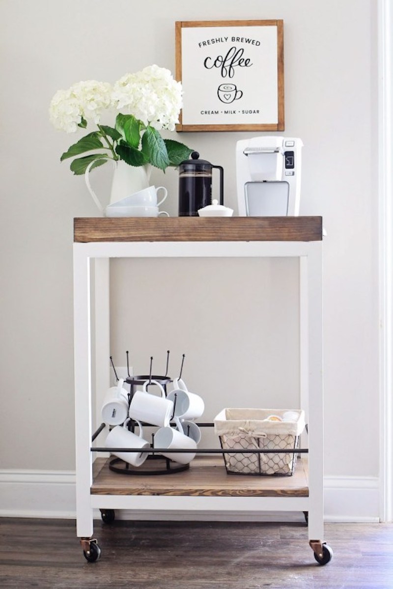 Cool coffee bar carts: Simple, chic cart at Angela Marie Made