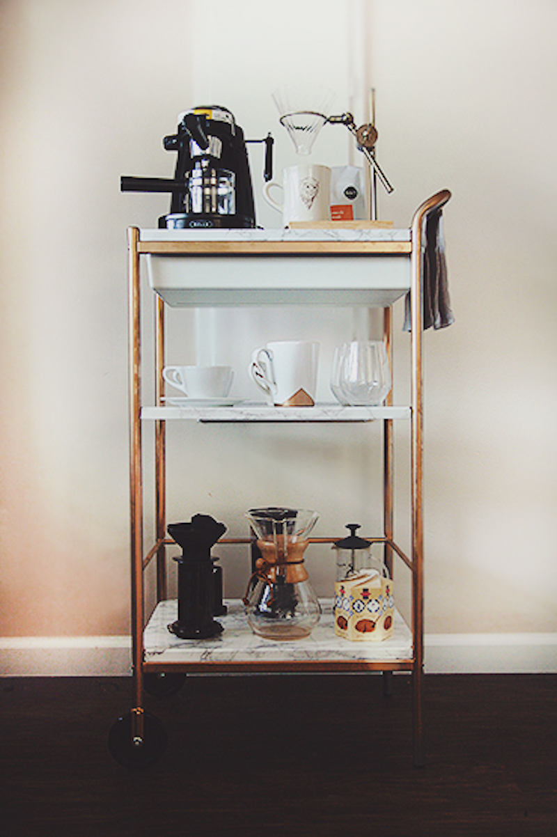 5 Ideas For Cool Coffee Bar Carts For Your Home Whatever Your Style   Diy Coffee Bar Cart Creating With Klc 