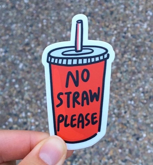 Etsy's carbon offsets initiative: No Straw vinyl sticker at M Tam Does Art on Etsy