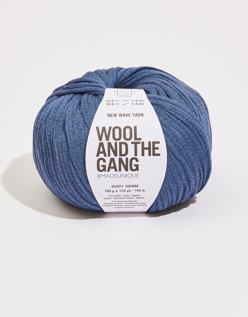 Wool and the Gang New Wave collection is yarn upcycled from plastic bottles and blended with cotton fibers