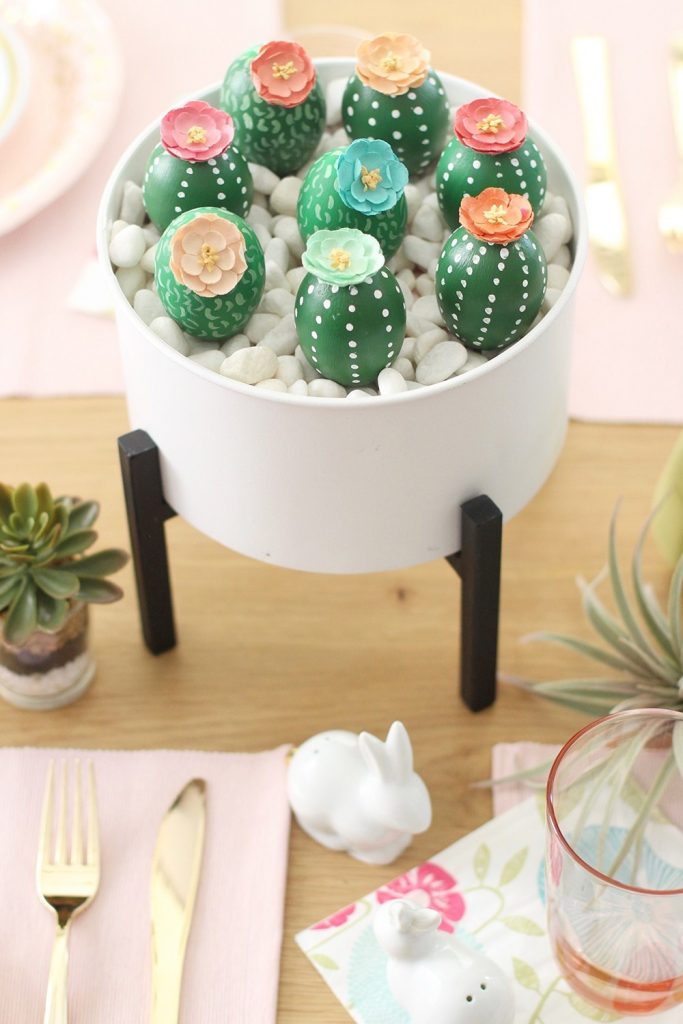 Easter egg ideas for tweens and teens: Cactus Easter egg garden | Bliss Makes