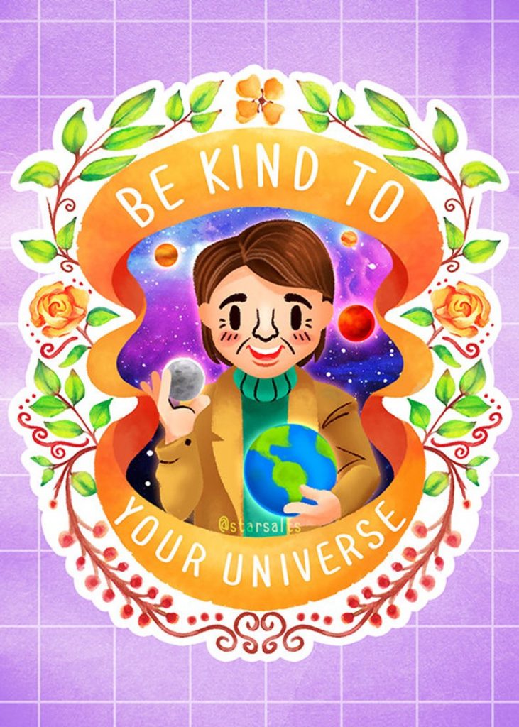 Be Kind Stickers from Star Salts feature non-traditional icons of kindness like Carl Sagan's be kind to the universe | coolmompicks.com
