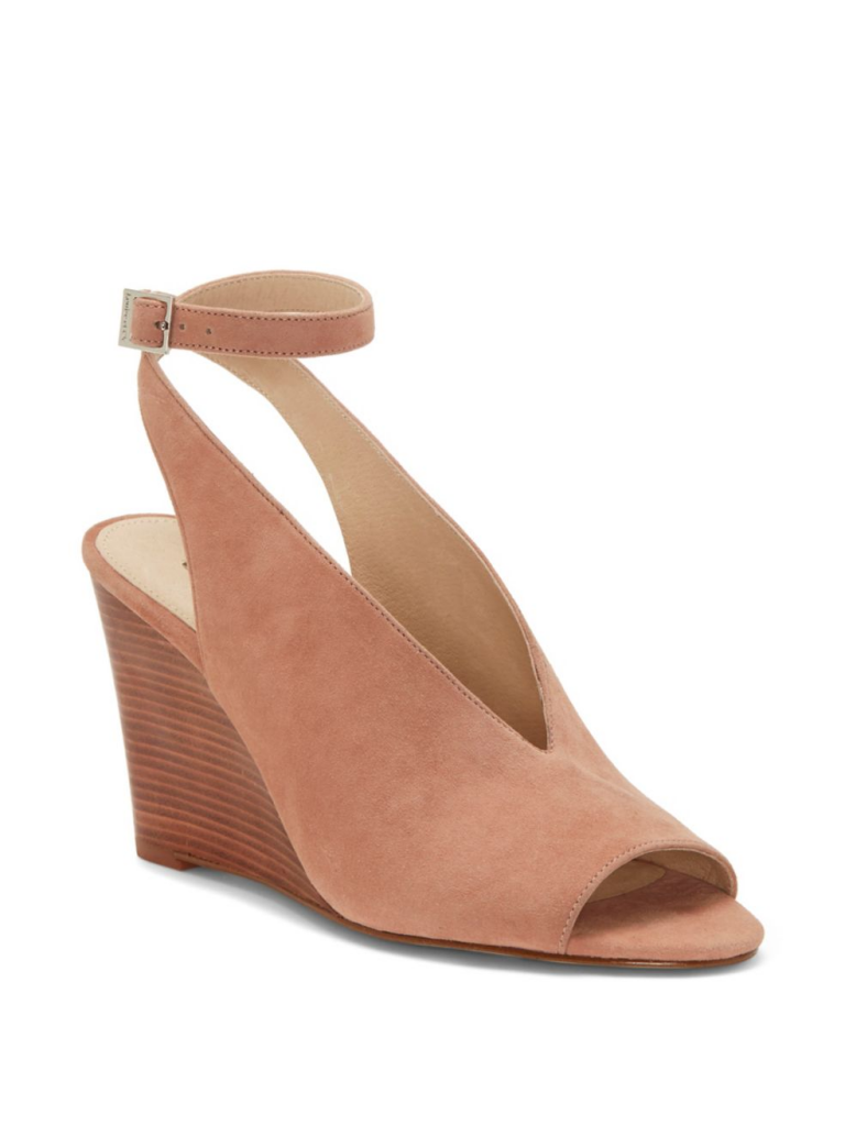 Spring 2019 shoe trends: Louise et Cie Piarissa Suede Wedge Sandals with a V-cut at top