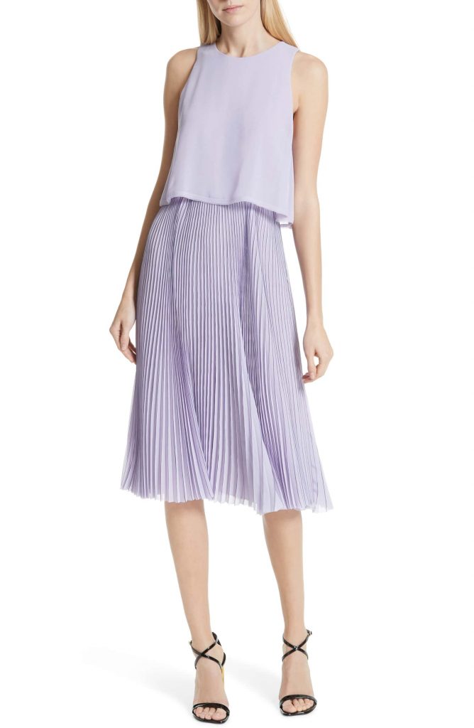 Spring 2019 fashion trends: Jason Wu popover dress with tiny pleats in a beautiful pale purple