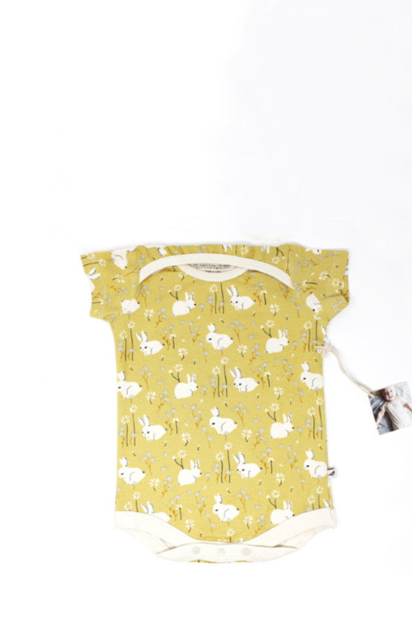 Kinderbirch organic bunny baby onesie is an adorable Easter gift to wear all spring and summer