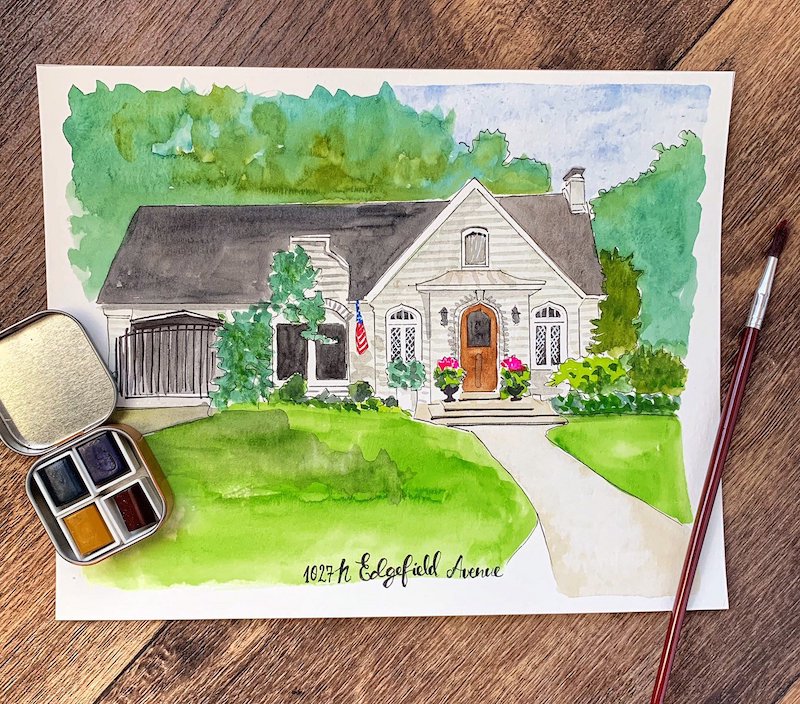 Mother's Day personalized gifts for grandmothers: A painting of Grandma's house by Blessed Willow Gallery