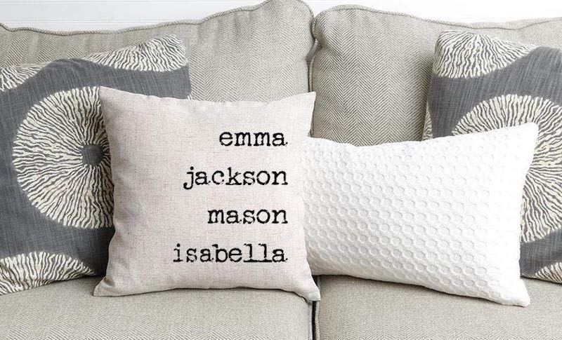 Mother's Day personalized gifts for grandmothers: Custom name pillow at Amazon