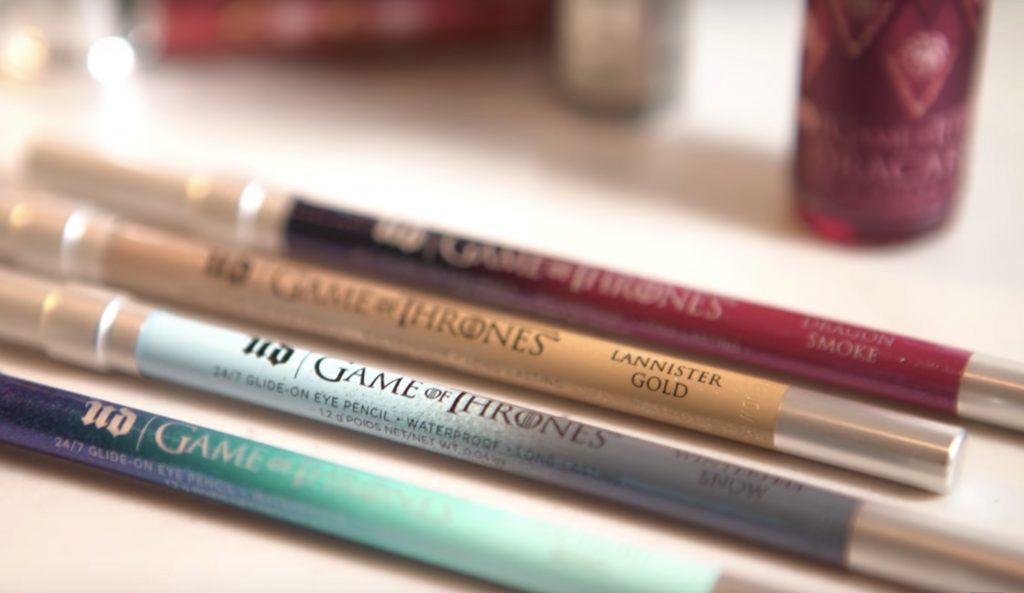 Urban Decay x Game of Thrones collection: 4 waterproof eye pencils representing 3 houses of Westeros...and the Night King's Whitewalkers