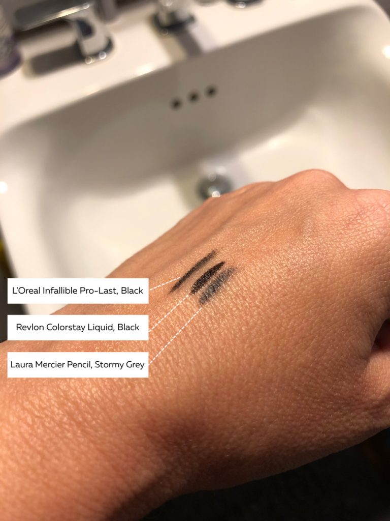 L'Oreal Infallible Waterproof Liner: Color comparison with two other lines