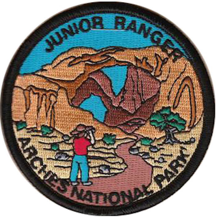 A patch from the Arches National Park Junior Ranger program
