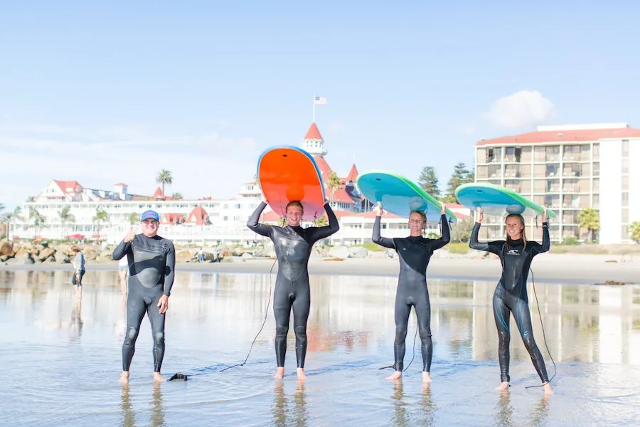Things to do in San Diego with teens: Surfing lessons at the Hotel Del Coronado
