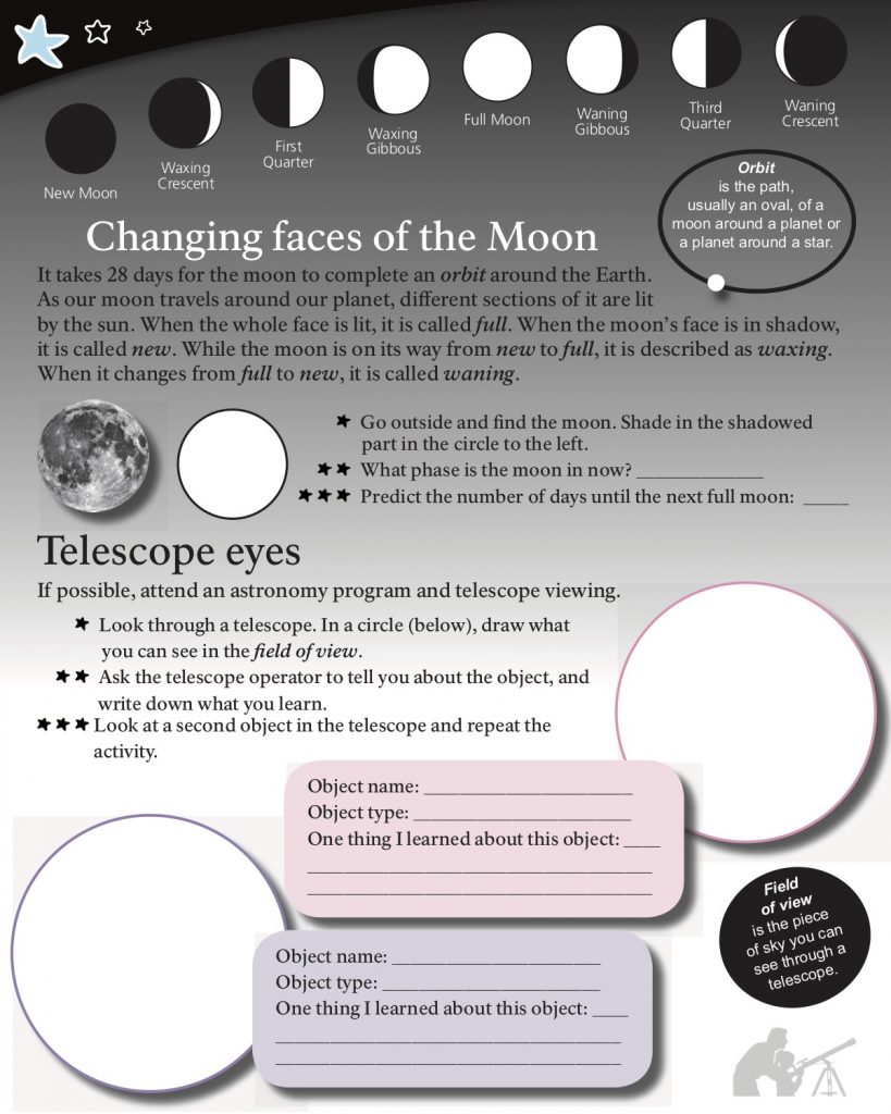 From the National Park Service Junior Ranger program: A downloadable workbook includes this free night sky explorer worksheet | cool mom picks
