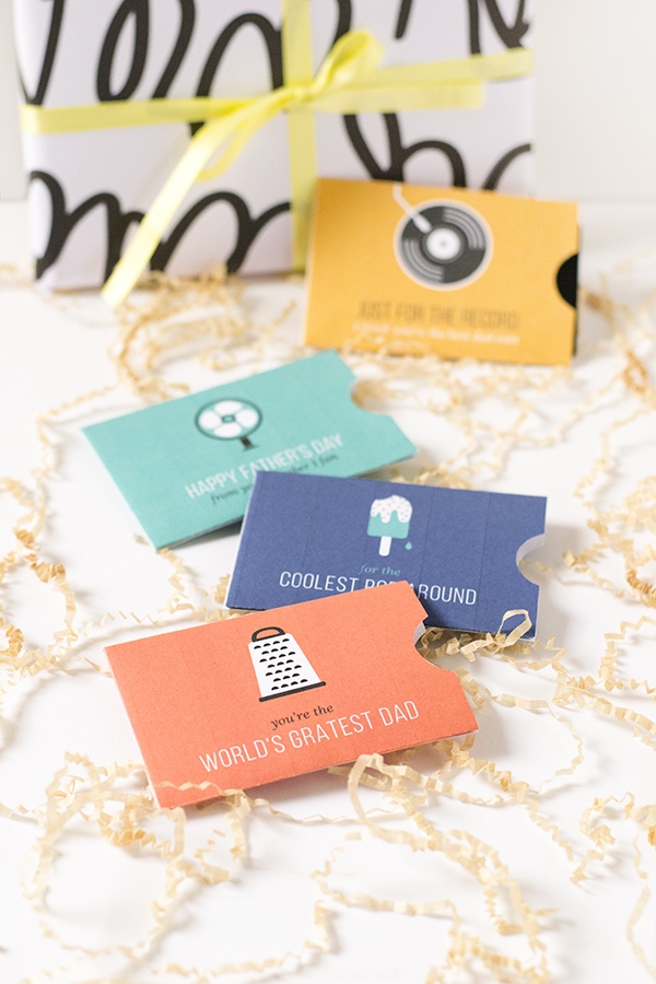 Free printable gift card holders for dad make a last minute Father's Day gift card more special
