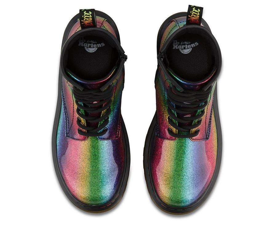 Pride gifts that give back: Ombre glitter rainbow Doc Martens help support the Trevor Project