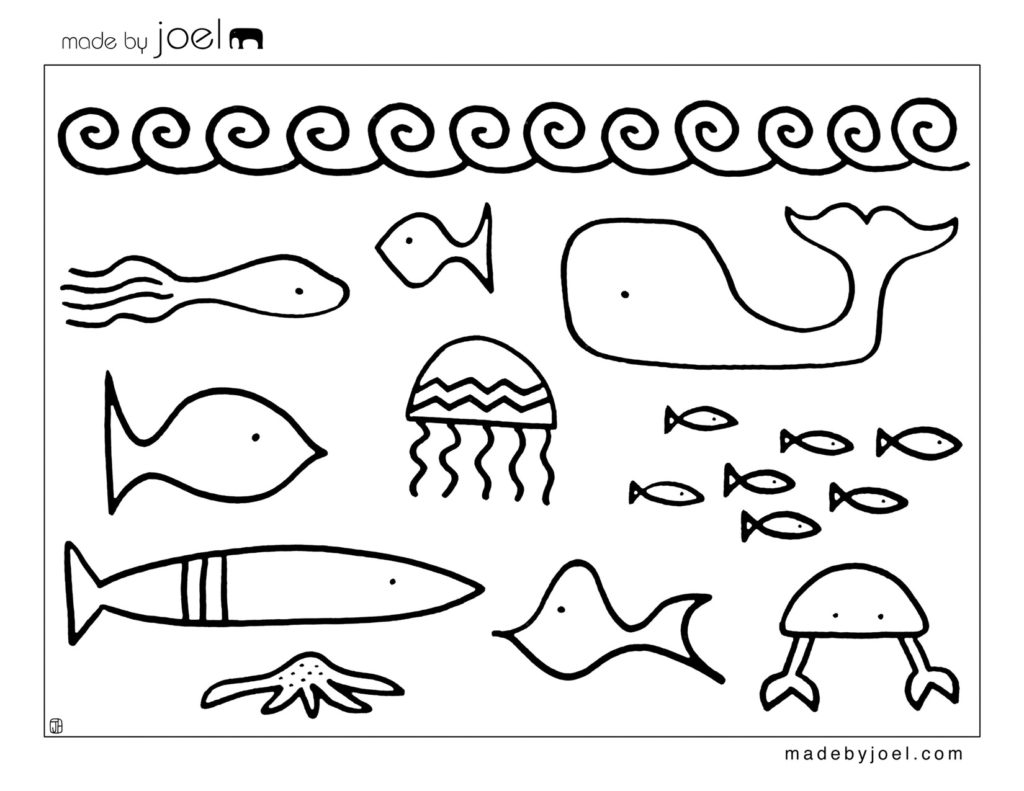 Free sea creature coloring page for kids from artist Made by Joel
