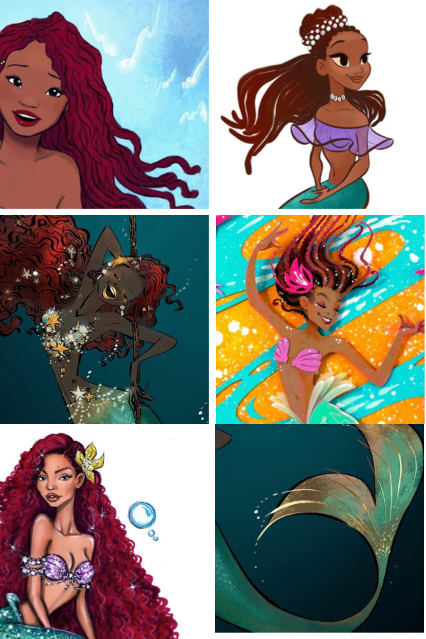 Favorite fan art illustrations of Halle Bailey as Ariel in Disney's The Little Mermaid