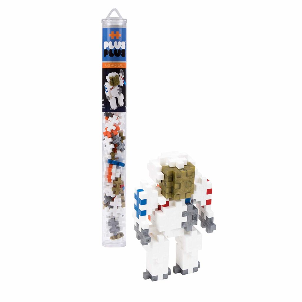 Plus Plus mini astronaut maker tube celebrating the moon landing anniversary