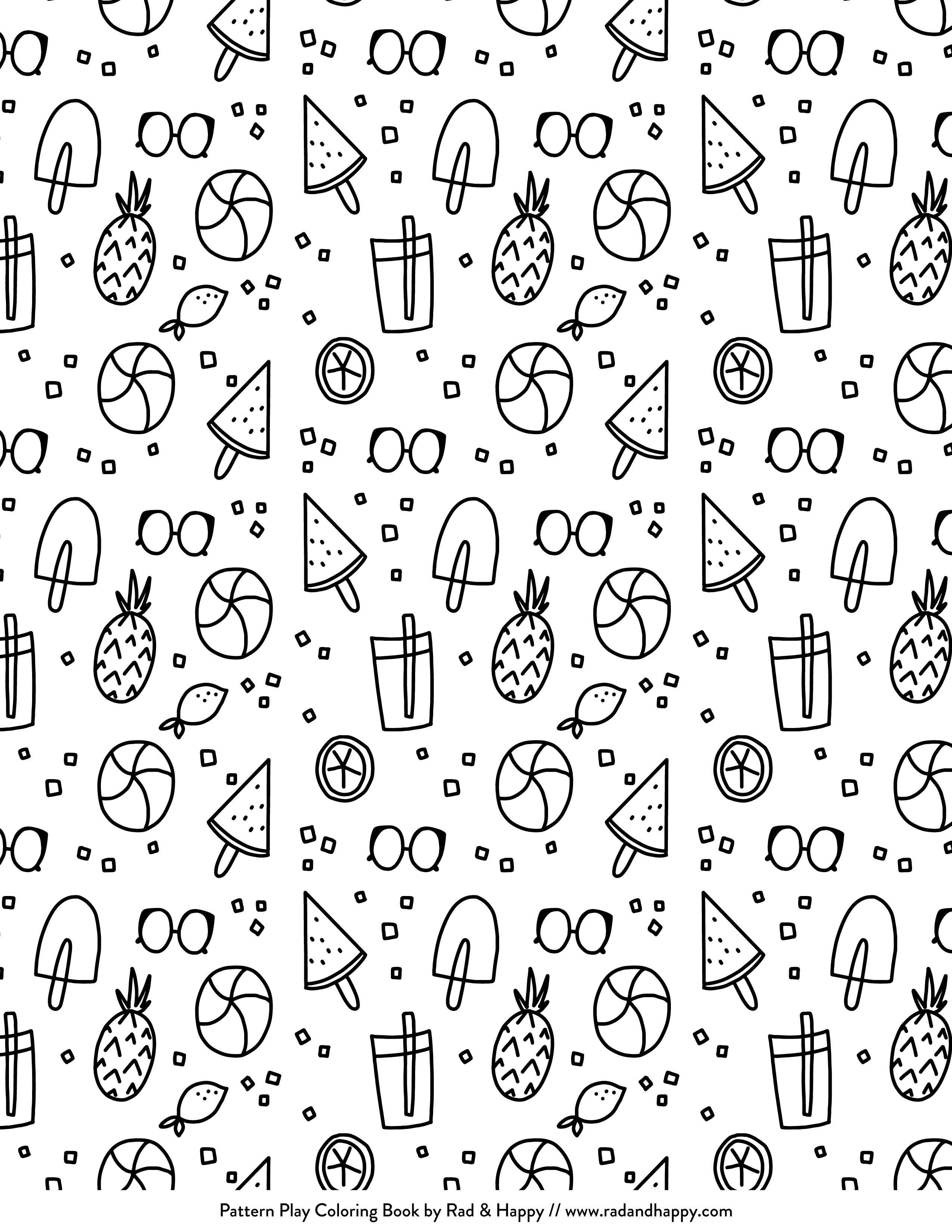 Printable coloring pages for summer: Pattern play printable coloring page | Rad & Happy via Studio DIY