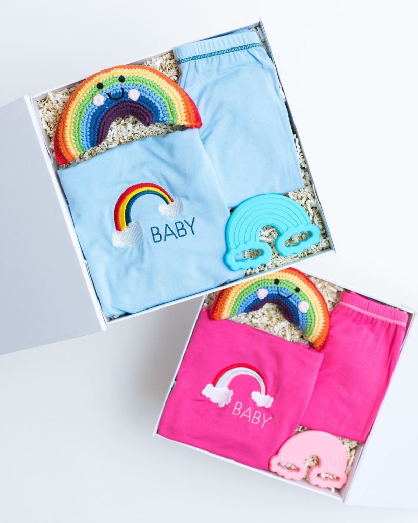 Best baby shower gifts under $150: Rainbow gift sets from Baby Boxy | Cool Mom Picks Baby Shower Gift Guide