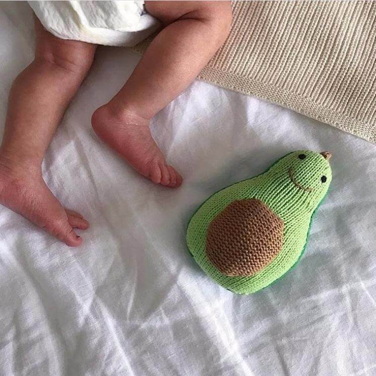 Best baby shower gifts under $30: Knit avocado rattle | Cool Mom Picks baby shower gift guide 2019