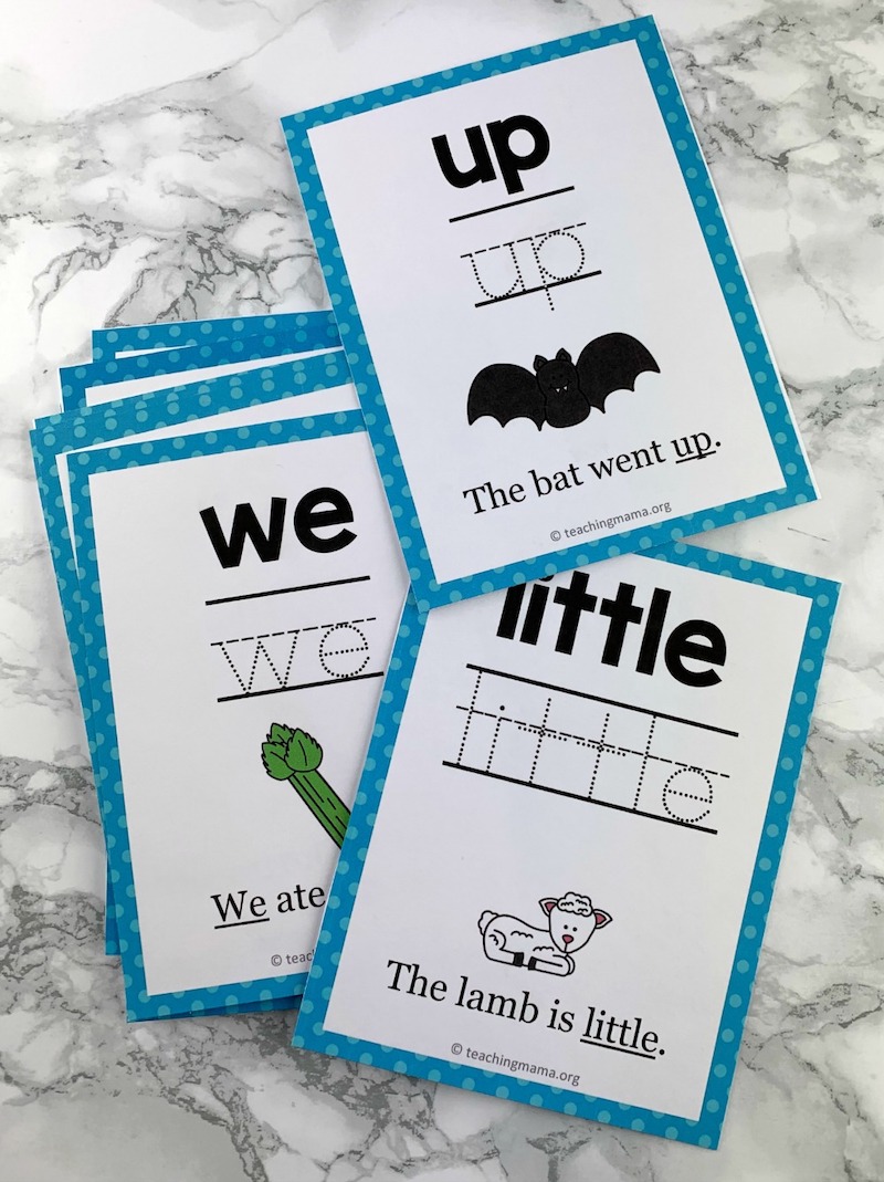 Kindergarten printables: Free sight word flashcards at Teaching Mama