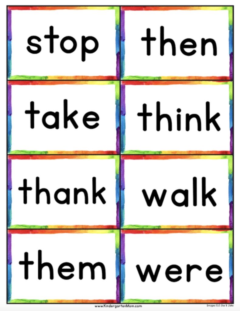 Printable sight word flash cards from Ed Zone
