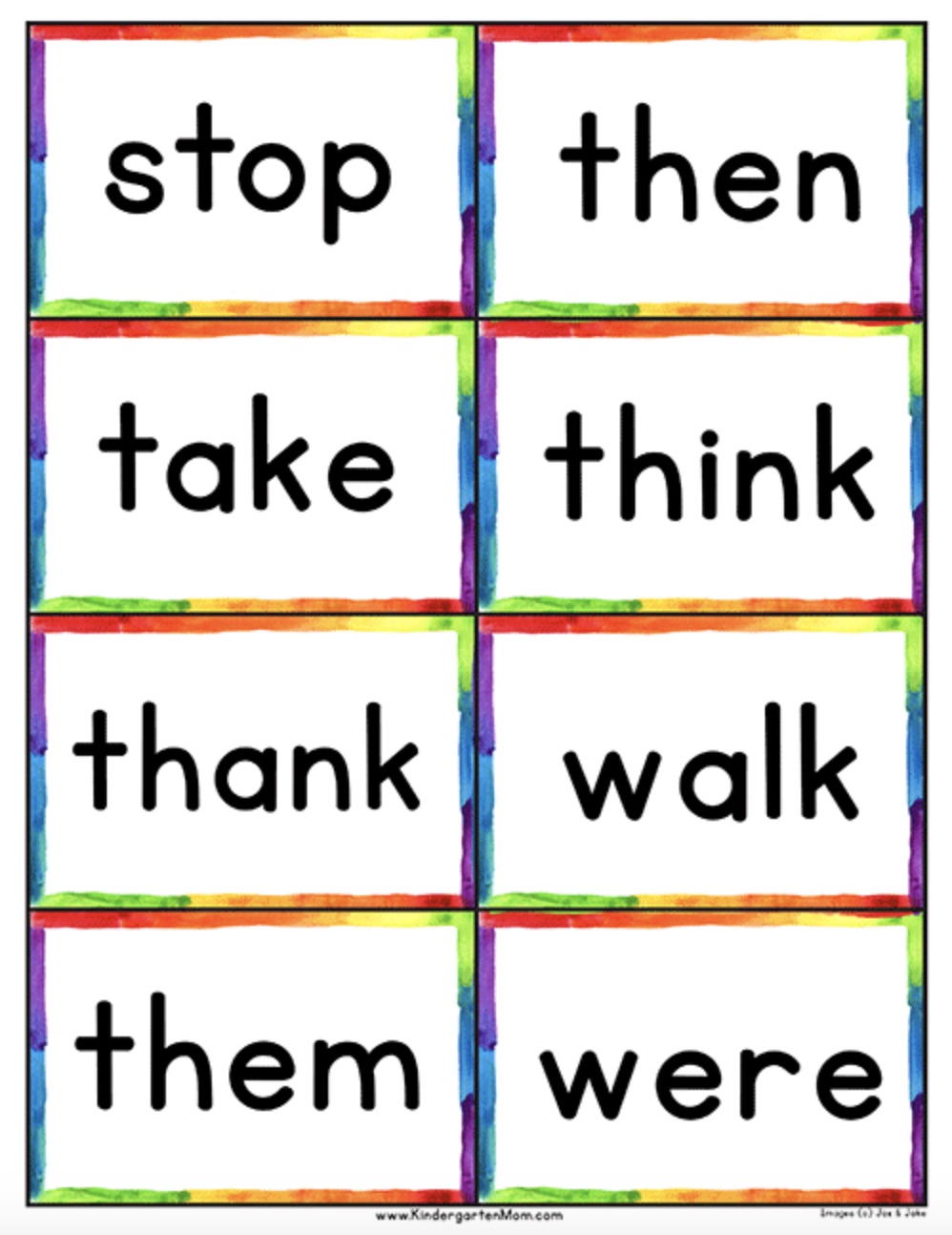 kindergarten sight words list