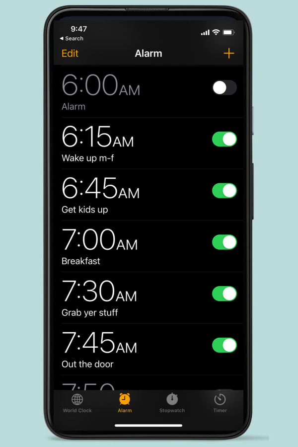 Back to school time-saving hacks: Setting alarms for school mornings